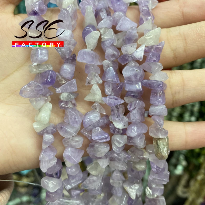 

Natural Stone 5-8MM Irregular Shape Freeform Chip Beads Purple Jades Beads For Jewelry Making DIY Charm Bracelet Accessories 16"