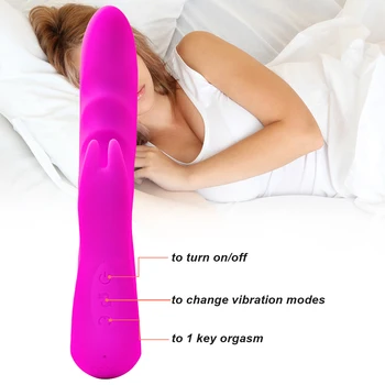 Silicone G-Spot Rabbit Vibrator Rechargeable Clitoris Stimulator Water-Resistant Dildo Adult Sex Toy for Women Dual Stimulation 2