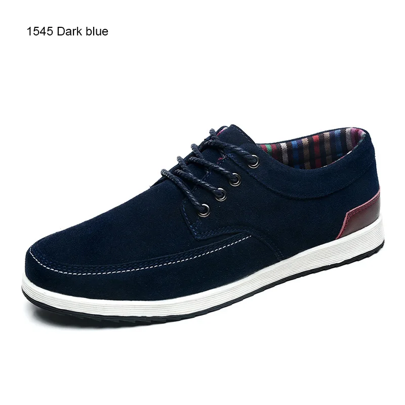 S1545 darkblue SUROM/ мужская кожаная повседневная обувь; замшевые мокасины; мужские лоферы; Роскошные Брендовые мужские водонепроницаемые Мокасины на шнуровке; кроссовки на плоской подошве - Цвет: S1545 darkblue