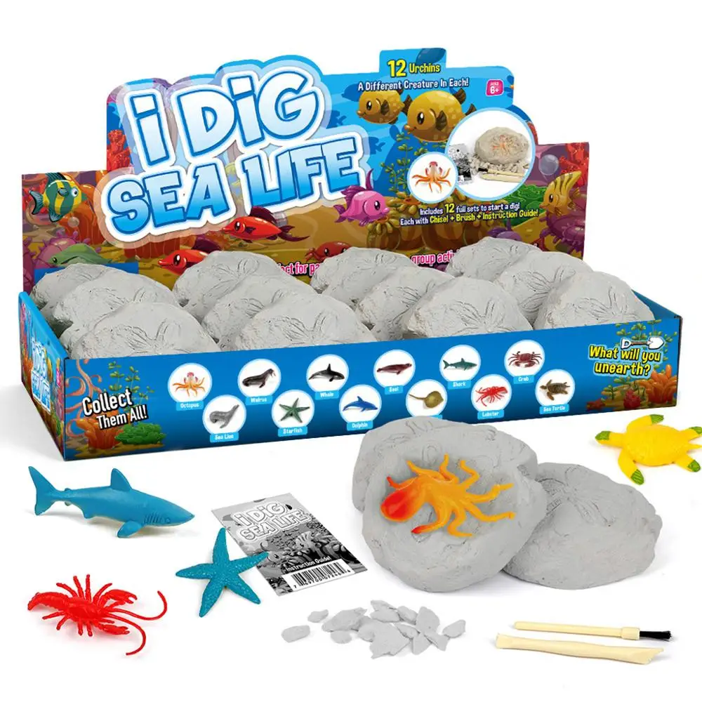 12 шт. Sea Life Dig Kit раскопки стебель забавная игрушка для 7 лет подарок для 7 лет - Цвет: D7246