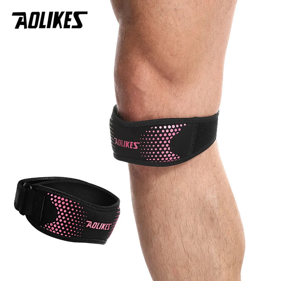 AOLIKES 1 шт., регулируемый коленный фиксатор, наколенники, наколенники, поддерживающие наколенники, защитное спортивное снаряжение, защита для баскетбола, волейбола - Цвет: Rose