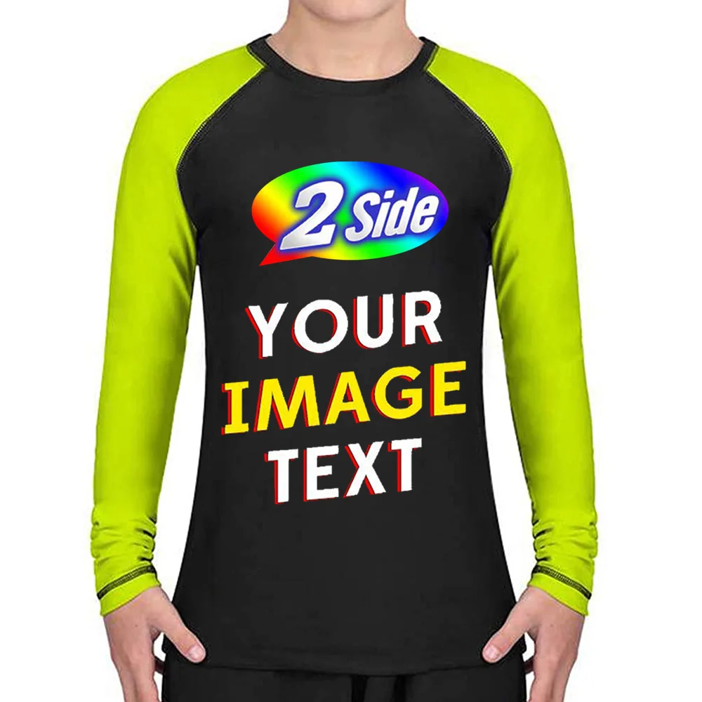 Make Your OWN Jersey Training T Shirts- Kids BJJ Rash Guard Compression Shirt-Long Sleeve