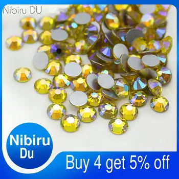 

Non Hotfix Crystal Citrine AB Rhinestones For Nail Art Decoration 1440pcs Crystal Clear Color Round Strass Stones Diy Garment