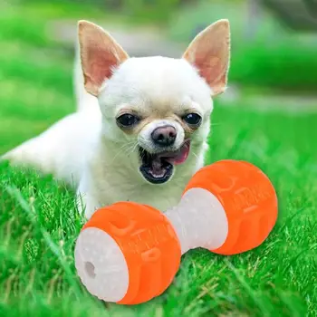 

Funny Barbell Shape Pet TPR Rubber Squeak Toy Dog Bite Molar Cleaning Tooth Toys It Is Soft Lovely Pleasant and Complete