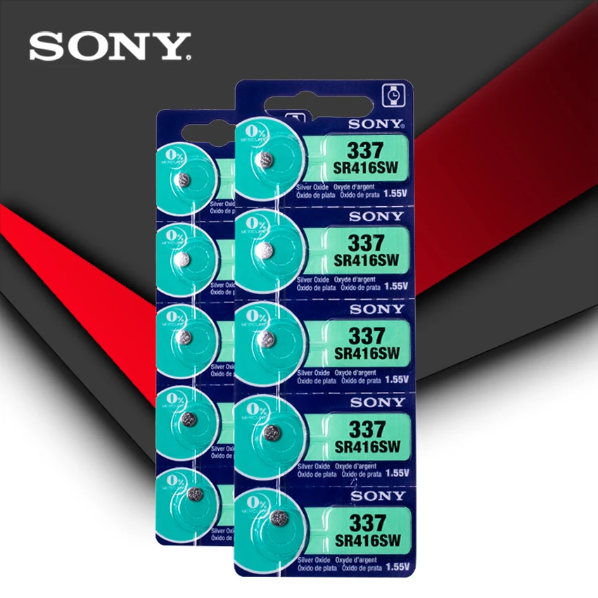 10pc Sony 100% Original 337 Sr416sw 1.55v Silver Oxide Watch Battery Sr416sw  337 Button Coin Cell Made In Japan - Button Cell Batteries - AliExpress