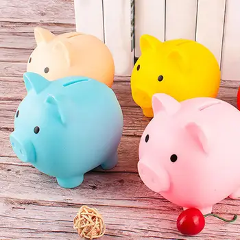 

5 Color choose Christmas Cartoon Pig Shaped Money Saving Box Bank Coins Storage Case piggy bank Gift Home Gadget accessories