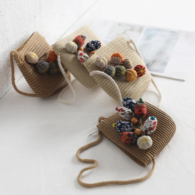 

Newly Hat Bag Set Wide Brim Straw Hats Cap Single Shoulder Bag for Kids Spring Summer Beach SD669