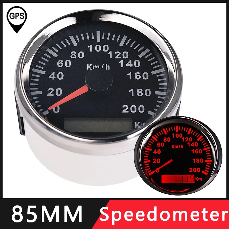 85mm GPS Tacho 200 km/h Wasserdichte IP67 Motorrad Speed Gauge Mit GPS Sensor Für Auto Lkw SUV