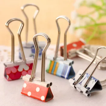 

24PC Cute Small Fresh Color Long Tail Clip Printed Long Tail Clip Metal Bill Folder Office Supplies Paper Clip Dispenser