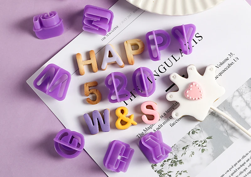 40pcs/set Alphabet Number Cookies Cutter Fondant Biscuit Cutter Mold Figure Letter Pastry Cake Mould Baking Decorating Tools