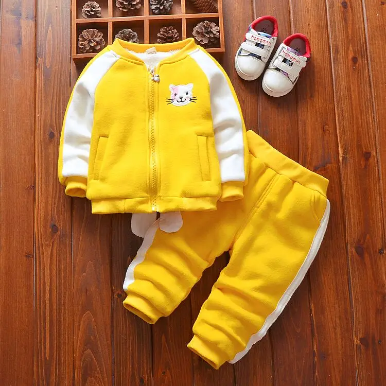 

Baby girls clothes sets autumn winter toddler cute thick velvet coat pants 2pcs tracksuits for girl children casual cotton warm
