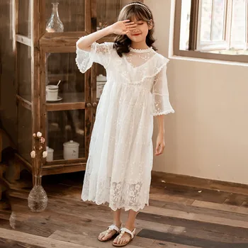 

YourSeason 2020 Summer New Lace Girls Cute Dresses Short Sleeve Baby Girls Princess Mesh Patchwork Dresses White Purple