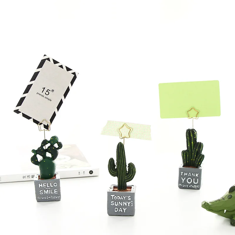

Mini Cactus Holder for Photo Card Memo Paper Clip Natural Plant Decorative Stationery Office Accessories School Supplies H6972