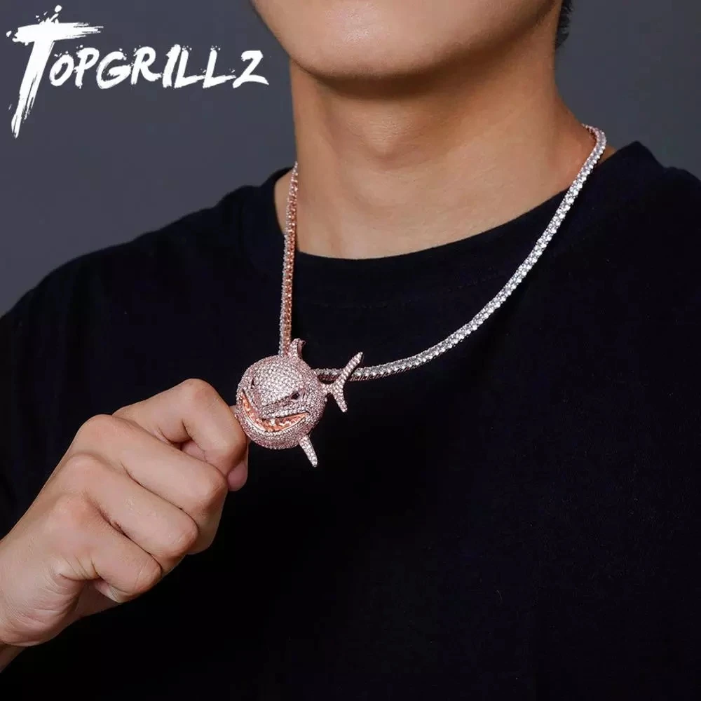 Shark Pendant Diamond Shark Chain Wish TOPGRILLZ Small Size