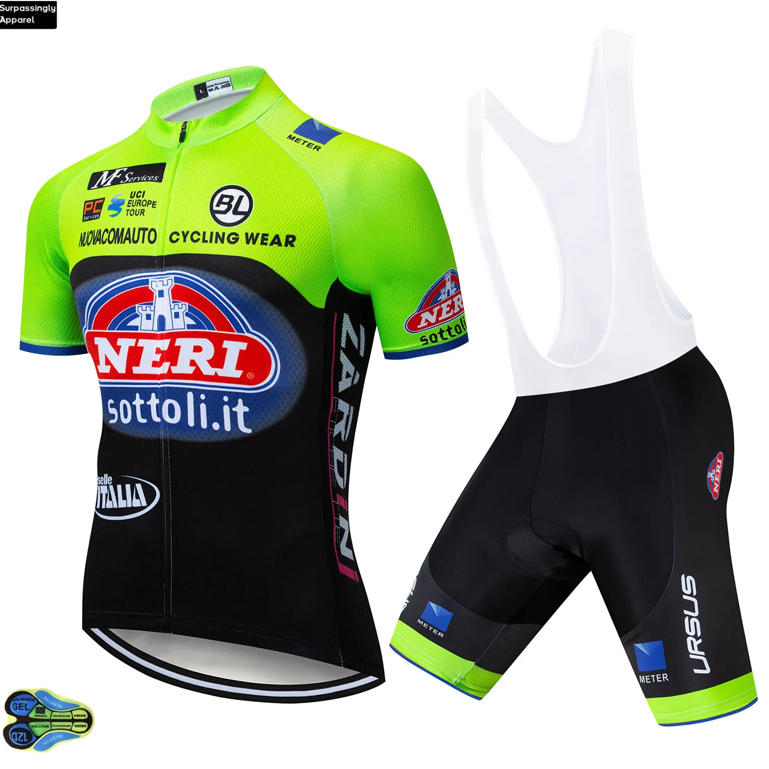 

TEAM de ITALIA Fluo CYCLING JERSEY 12D Bike Shorts Set Ropa Ciclismo Mens Summer Quick Dry Pro Bicycle Maillot Pants Clothing