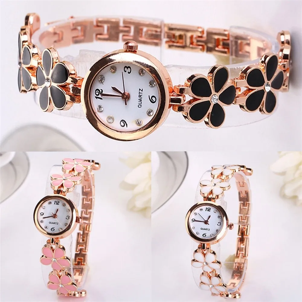 

Women Girl Daisy Flower Crystal Quartz Analog Wrist Watches Bracelet