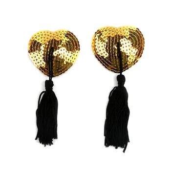 

2pcs/set Sexy Self Adhesive Sequin Tassel Cover Heart Shape Bra Nipple Cover Pasties Breast Petals 6 Colors