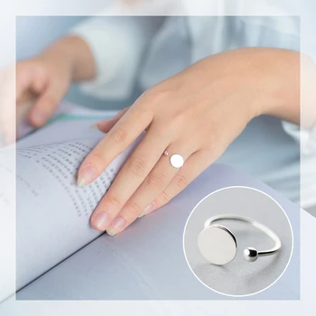 

Mocanie Classic 925 Sterling Silver Two Size Geometric Round Circle Light Beads Adjustable Finger Ring for Women Fine Jewelry