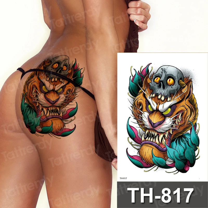 Временные тату с тигром волком водонепроницаемые женские поддельные ручные