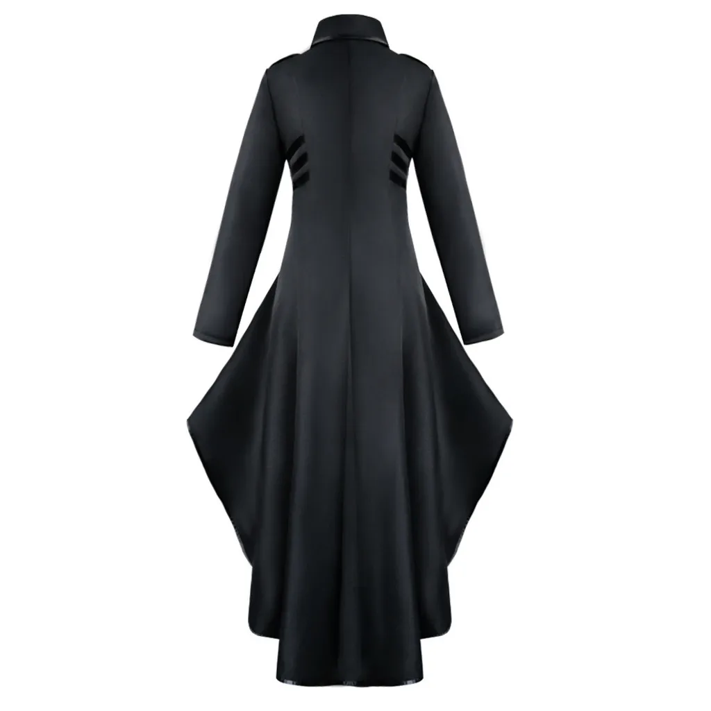 Women Gothic Steampunk Coat Button Lace Corset Halloween Costume Coat Tailcoat Jacket vintage irregular long Coat Overcoat jacke