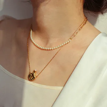 

feehow French Non-mainstream High Grade Freshwater Pearl Necklace Gold Plated Copper High Quality Choker Choker Women's