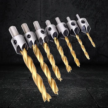 

7pcs Countersink Drill Bits W/ L-wrench Set 3-10mm Repair Power Tool Accessories
