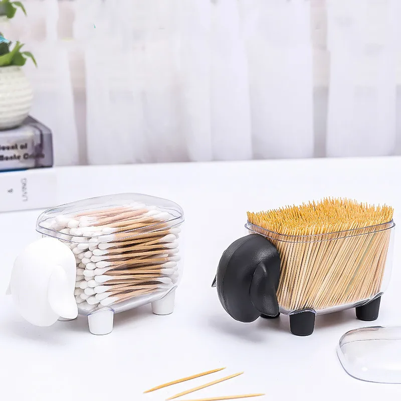 

Creative cartoon sheep toothpick bucket home living room sheep style cotton swab storage box toothpick holder