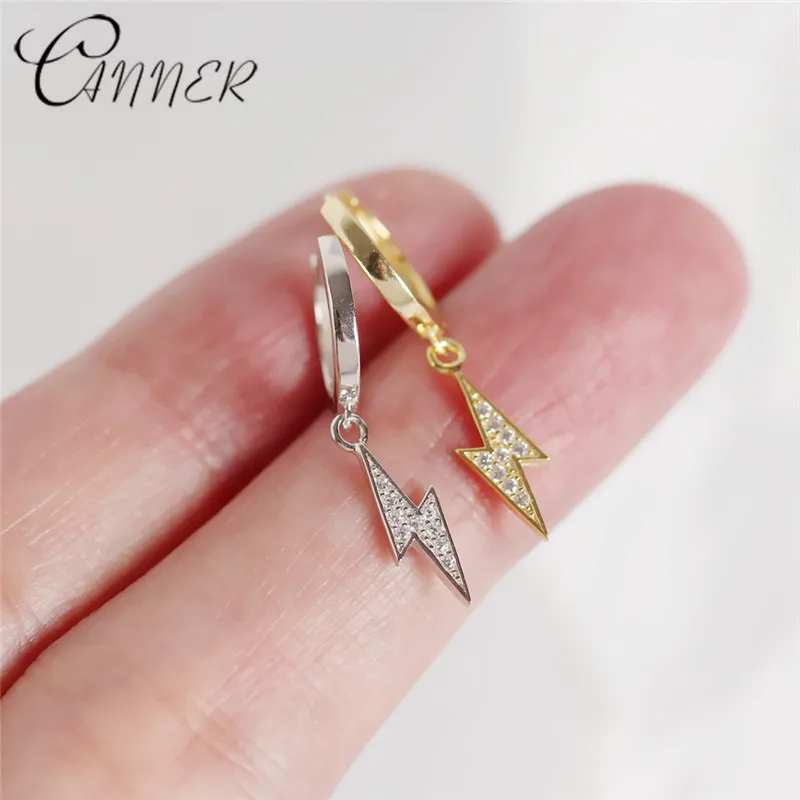 CANNER новые модные ювелирные изделия кубический цирконий молния серьги-гвоздики с подвеской стерлингового серебра 925 Серьги для женщин Подарки