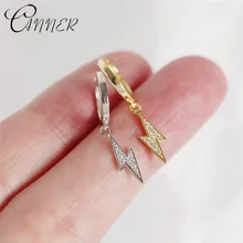 CANNER новые модные ювелирные изделия кубический цирконий молния серьги-гвоздики с подвеской стерлингового серебра 925 Серьги для женщин Подарки