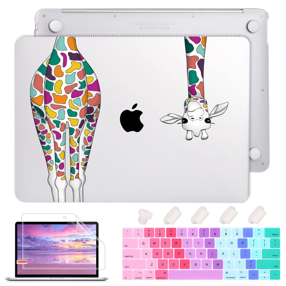 Чехол для ноутбука Redlai для Macbook pro air retina 11 13 15 с сенсорной панелью с изображением жирафа для Apple Mac book 13,3 дюймов - Цвет: Clear