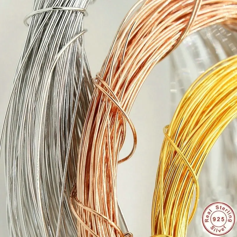 

100cm 925 Sterling Silver Gold/Platinum/Rose Gold Plated Wire for Diy Bracelet Earring Necklace Jewelry Finding