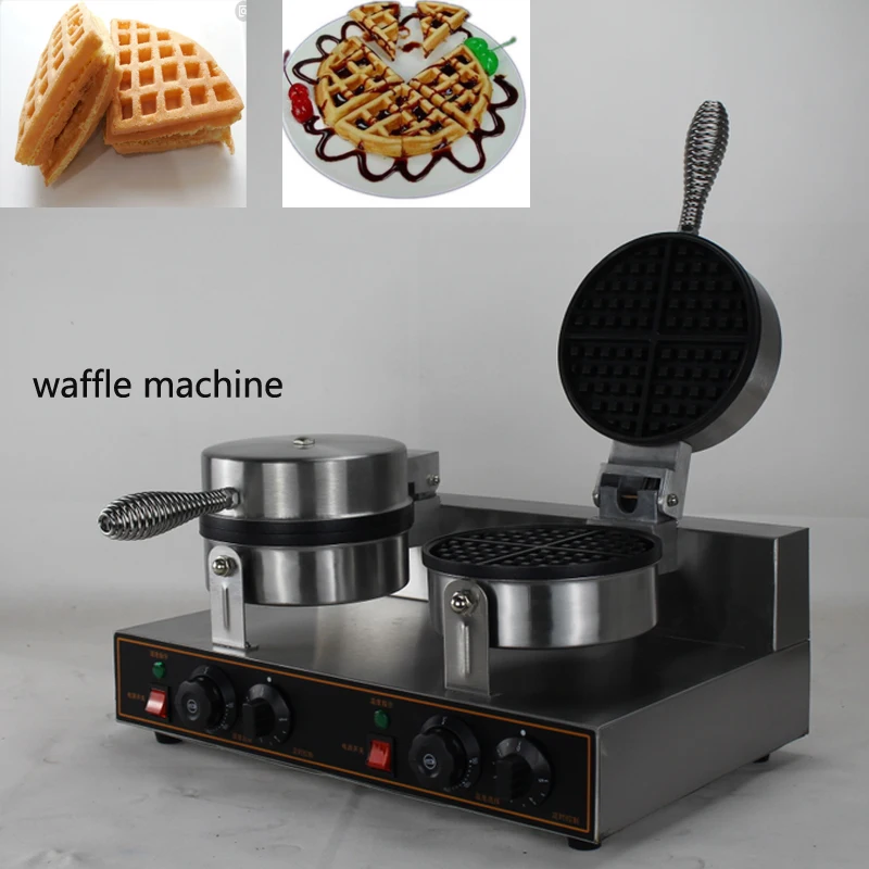 Электрический двойной головкой коммерческий вафельница антипригарная вафельница Бельгийская вафельница торт печь машина