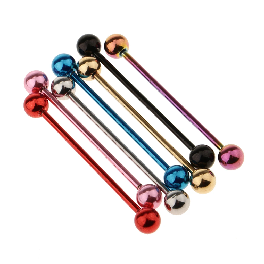 7pcs Nipple Ring Shield Helix Ear Tongue Lip 14g Stainless Steel Mixed Color