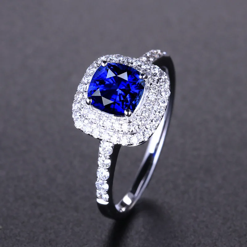Jellystory, классические кольца из серебра 925 пробы с геометрической формой, голубой сапфир, циркон, драгоценный камень, Открытое кольцо для женщин, вечерние ювелирные изделия, подарки - Цвет камня: JS-KLQR587