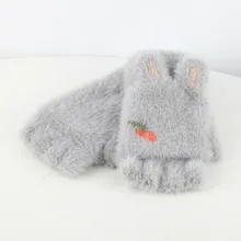 Детские плюшевые флисовые теплые перчатки на пол пальца для улицы, варежки для детей, Плюшевые Вязаные кавайные теплые зимние лыжные перчатки для детей