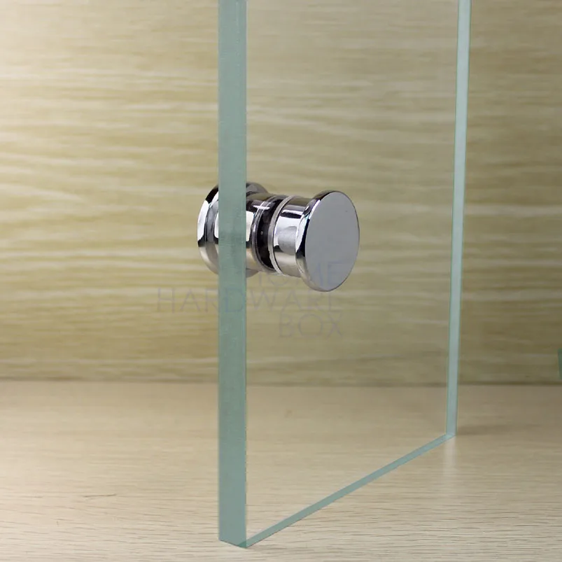 pair of chrome shower room door knob handle polished double side 30mm