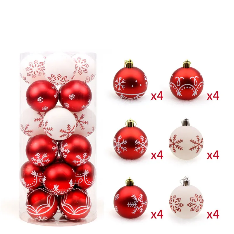 24 шт Рождественские елочные шары 6 см рождественские украшения для дома Новогодний подарок Декор Рождественская елка орнамент - Цвет: red white