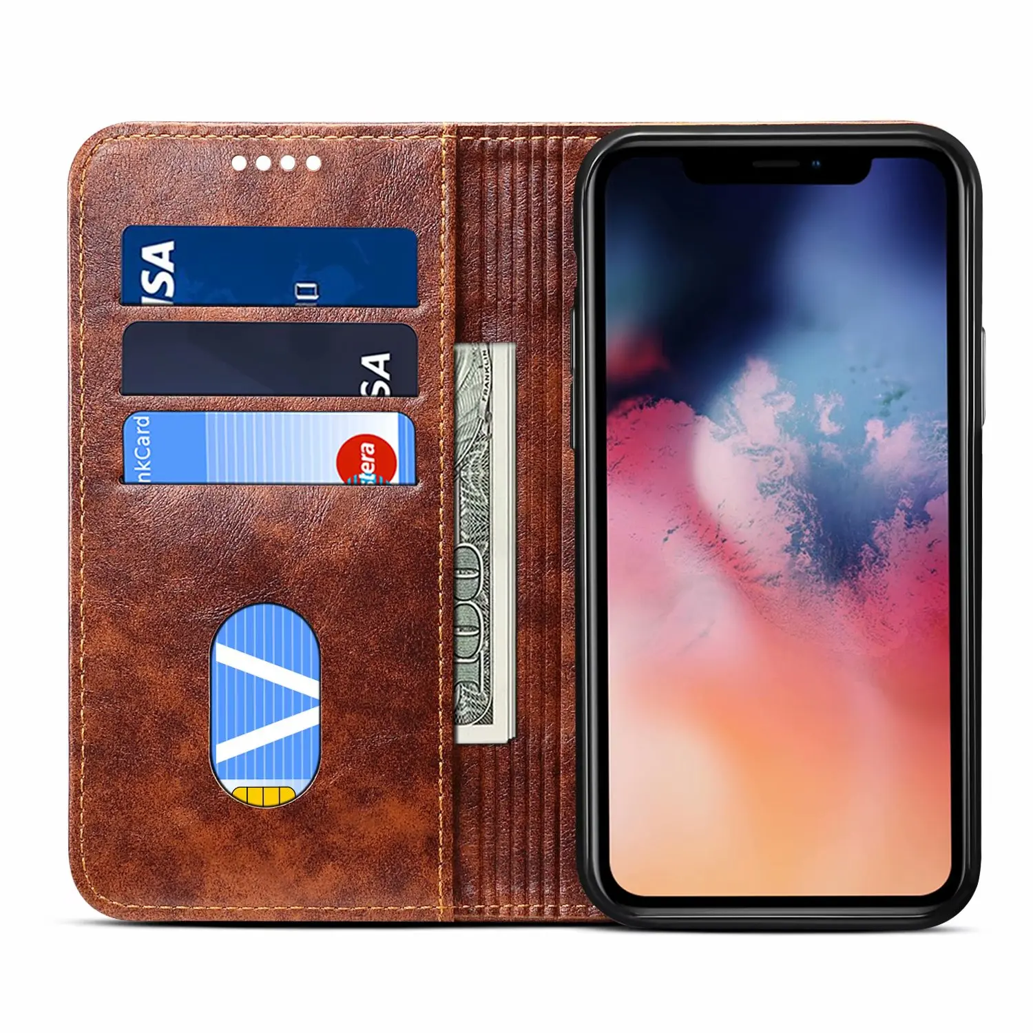 Suteni для iphone 11 Pro Max барокко простой кожаный бумажник слот для карт чехол, Книга Стиль подставка флип для iphone x xs max xr 7 8
