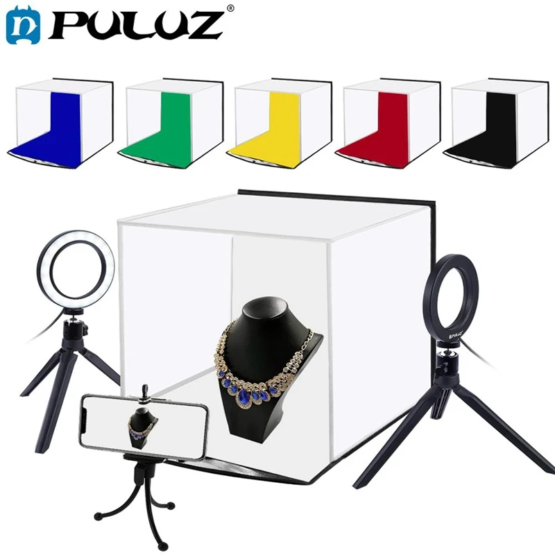 Puluz Portable Softbox 30 x 30Cm Light Box Studio Led Photo Lightbox&6 Colors Backdrops For Tabletop Photography Led Lighting B
