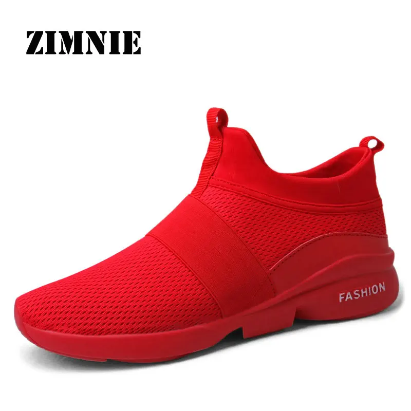 Red ZIMNIE/Новинка года; модные детские кроссовки; Мужская обувь; женские удобные спортивные кроссовки; Легкие кроссовки для бега; Размеры 35-46 - Цвет: Red