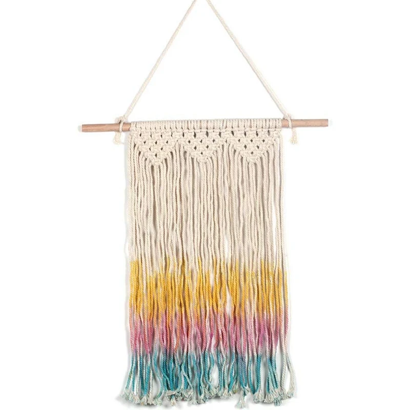 

Colorful Macrame Wall Hanging Woven Cotton Fringe Tassel Tapestry Boho Chic Geometric Wall Art Home Decor for Living Room Bedroo