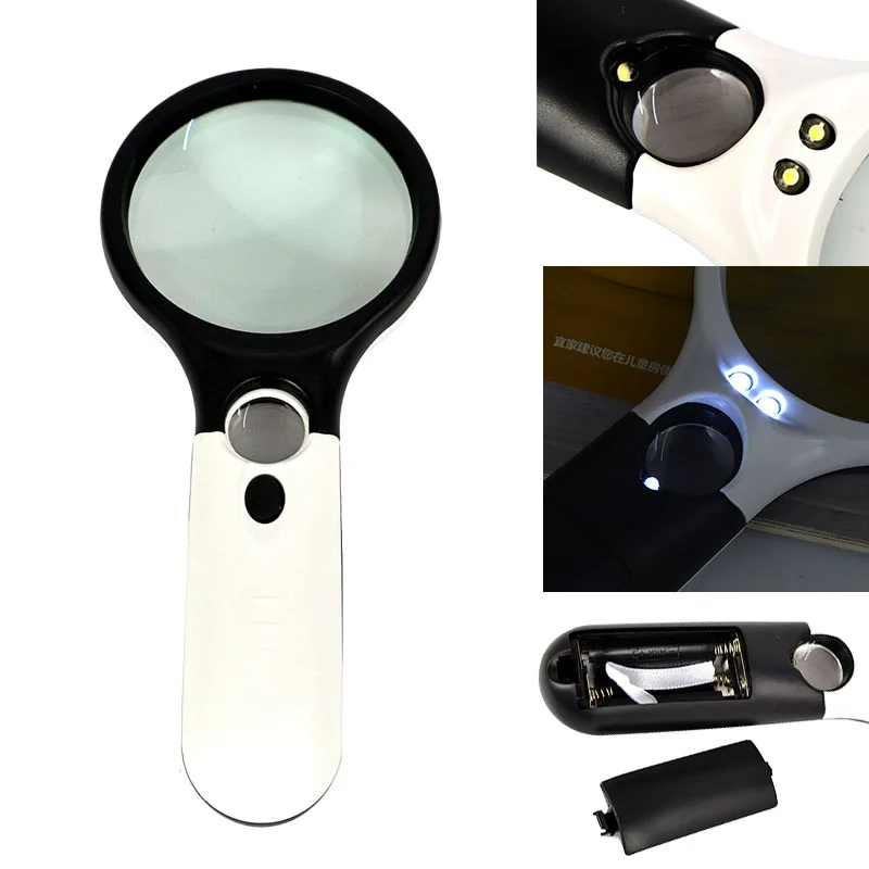 HD 40X Handheld Jewelry Loupe Magnifier Magnifying Glass Mirror With 2 Led  Light Magnifier Reading Magnifying Glass Loupe