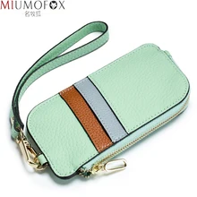 

New Genuine Leather Change Purse for Women Ultrathin Clutch Wrist Strap Zipper Coin Purse Brand Design Credit Card Holder Wallet
