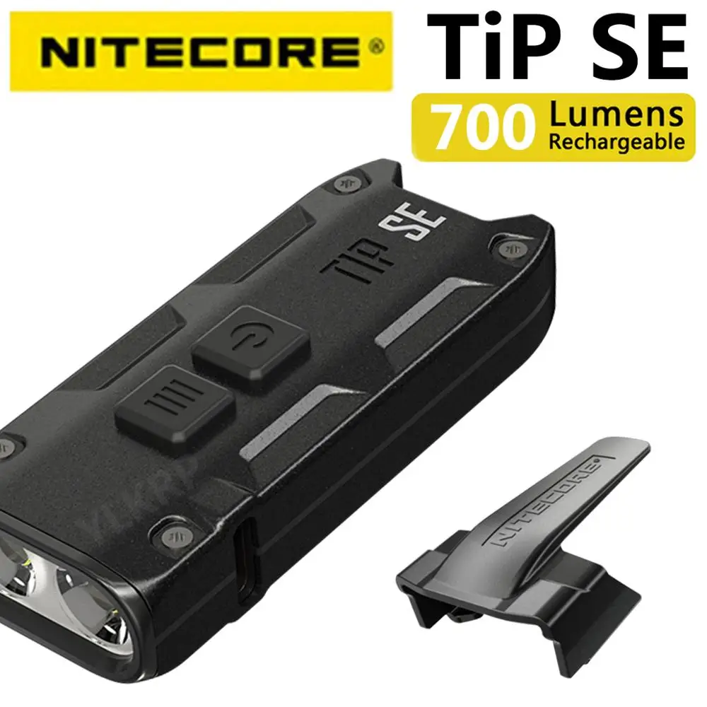 LED Flashlight Original Nitecore TIP SE 700 lumens With Rechargeable Lithium Ion Battery Dual-Core Metal Keychain Light