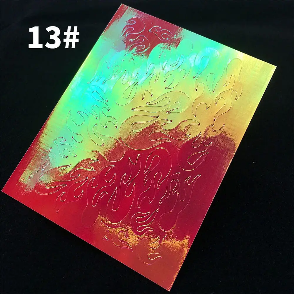 1pcs Лазерная серебряная полоса Голографическая фольга для ногтей Фольга пламени для ногтей Одуванчик Наклейки для ногтей переводная наклейка водная горка - Цвет: 1pcs