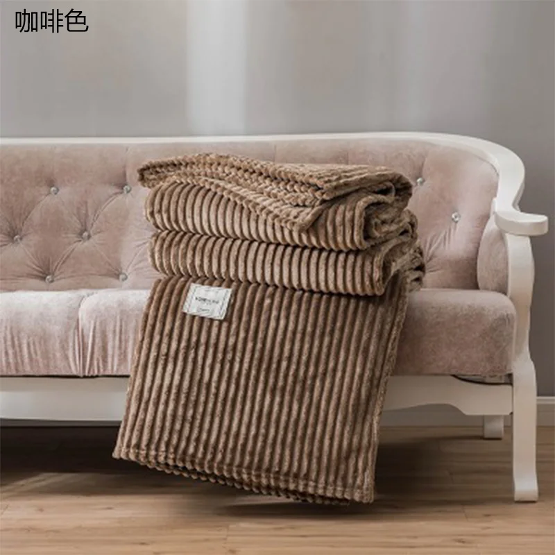 Yomdid одеяло s для кроватей однотонное мягкое теплое Фланелевое Одеяло Диван плед в полоску весна/осень украшение для домашнего постельного белья - Цвет: Coffee