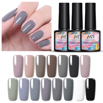 

MAD DOLL Nail Art Gel Polish 8ml Coffee Gray Pale Mauve Series Nails Color Polish Soak Off UV Gel Varnish Decoration DIY