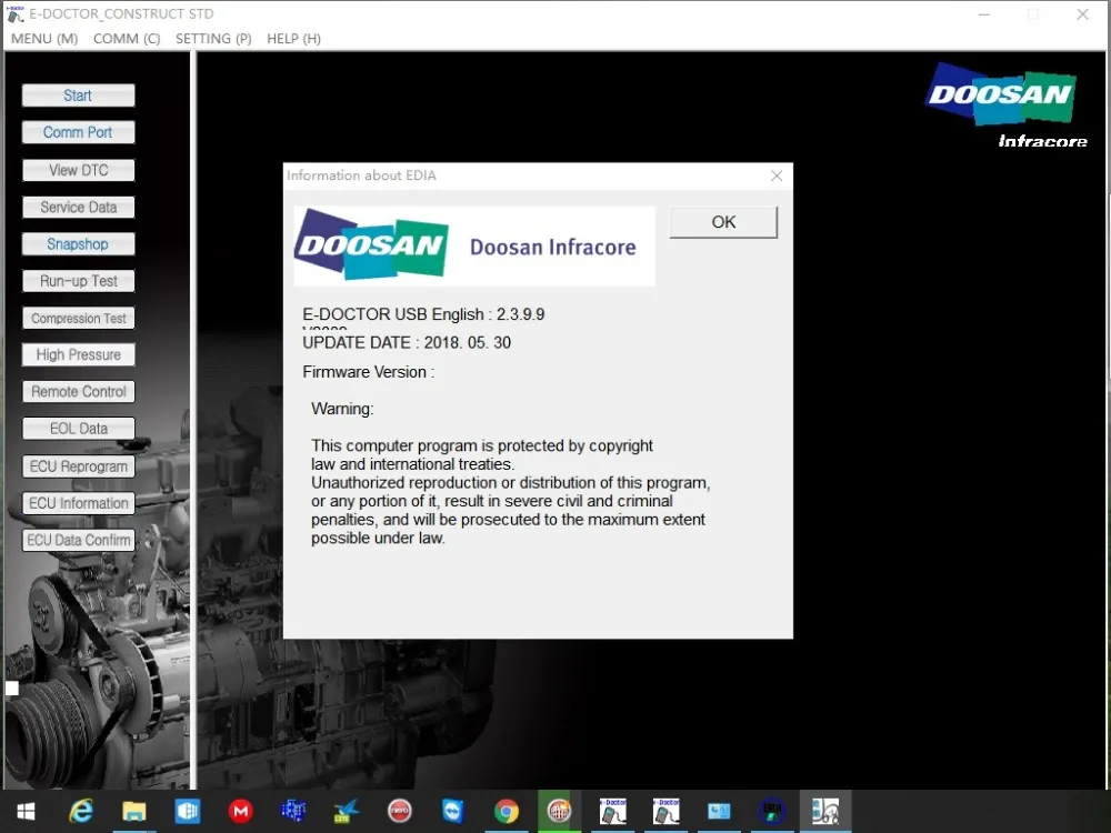 Диагностика двигателя Doosan e-Doctor (EDIA) 2 4 2019 программное обеспечение для
