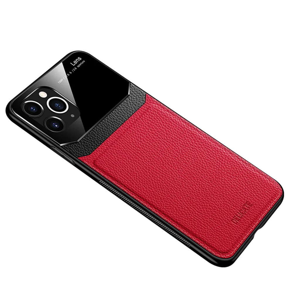 Красный FLOVEME деловой чехол для телефона для iphone XR 11 Pro Max XS Max X противоударный задний Чехол для iphone 7 8 6 6S Plus кожаный чехол Fundas - Цвет: Красный