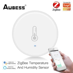 Aubess Tuya Zigbee 3.0 Smart Temperature Humidity Sensor Indoor Hygrometer Thermometer Detector Smart Life Remote Control